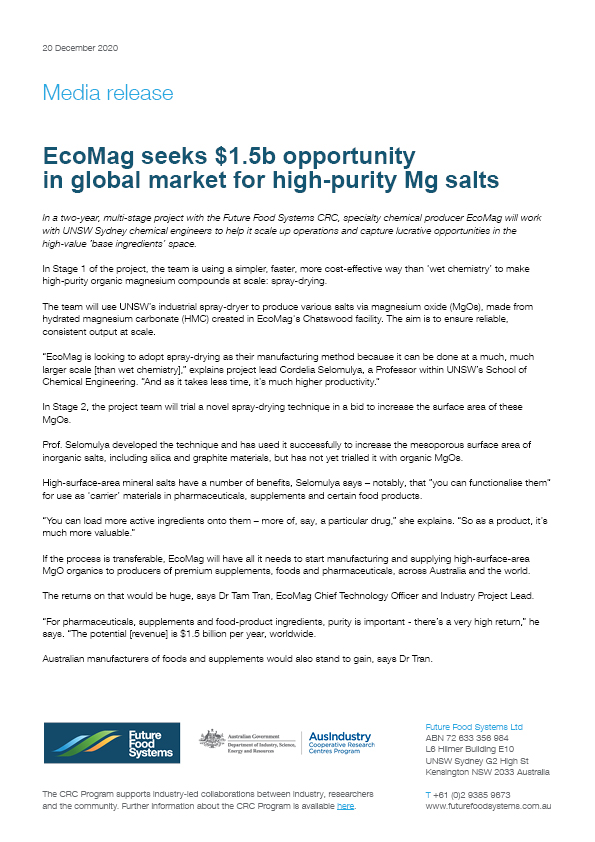 EcoMag seeks $1.5b opportunity in global market for high-purity Mg salts