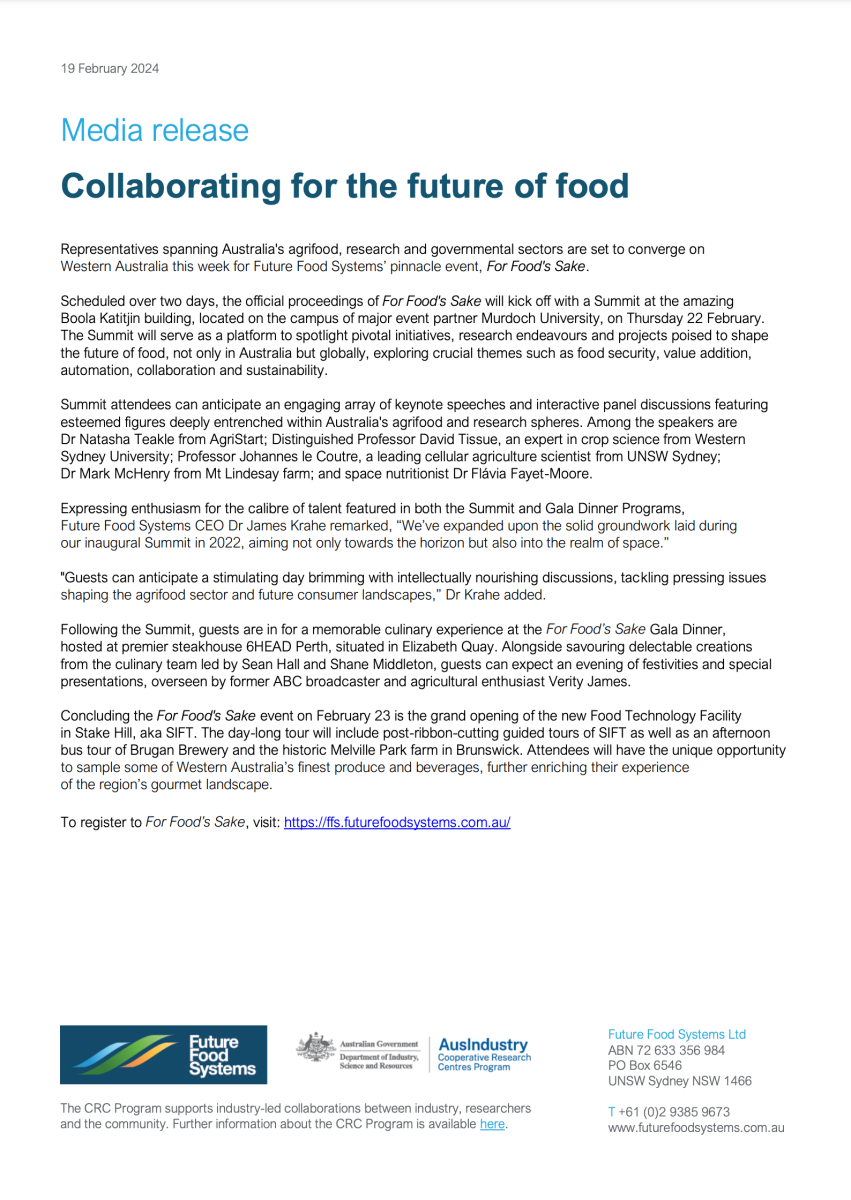 Collaborating for the future of food